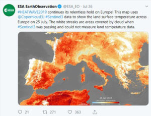The 2019 Extreme Heatwaves in Europe As an Indicator of Unprecedented Global Warming